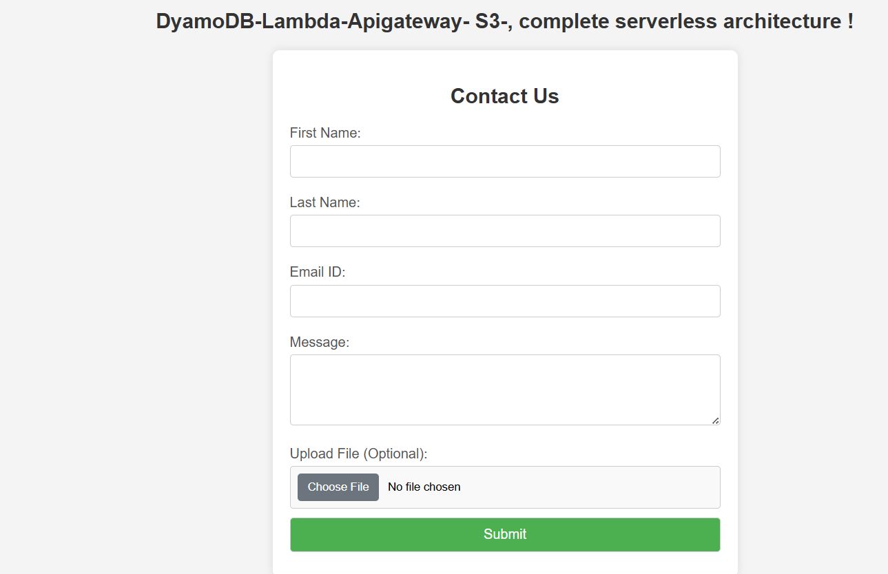 Serverless Contact Form Screenshot